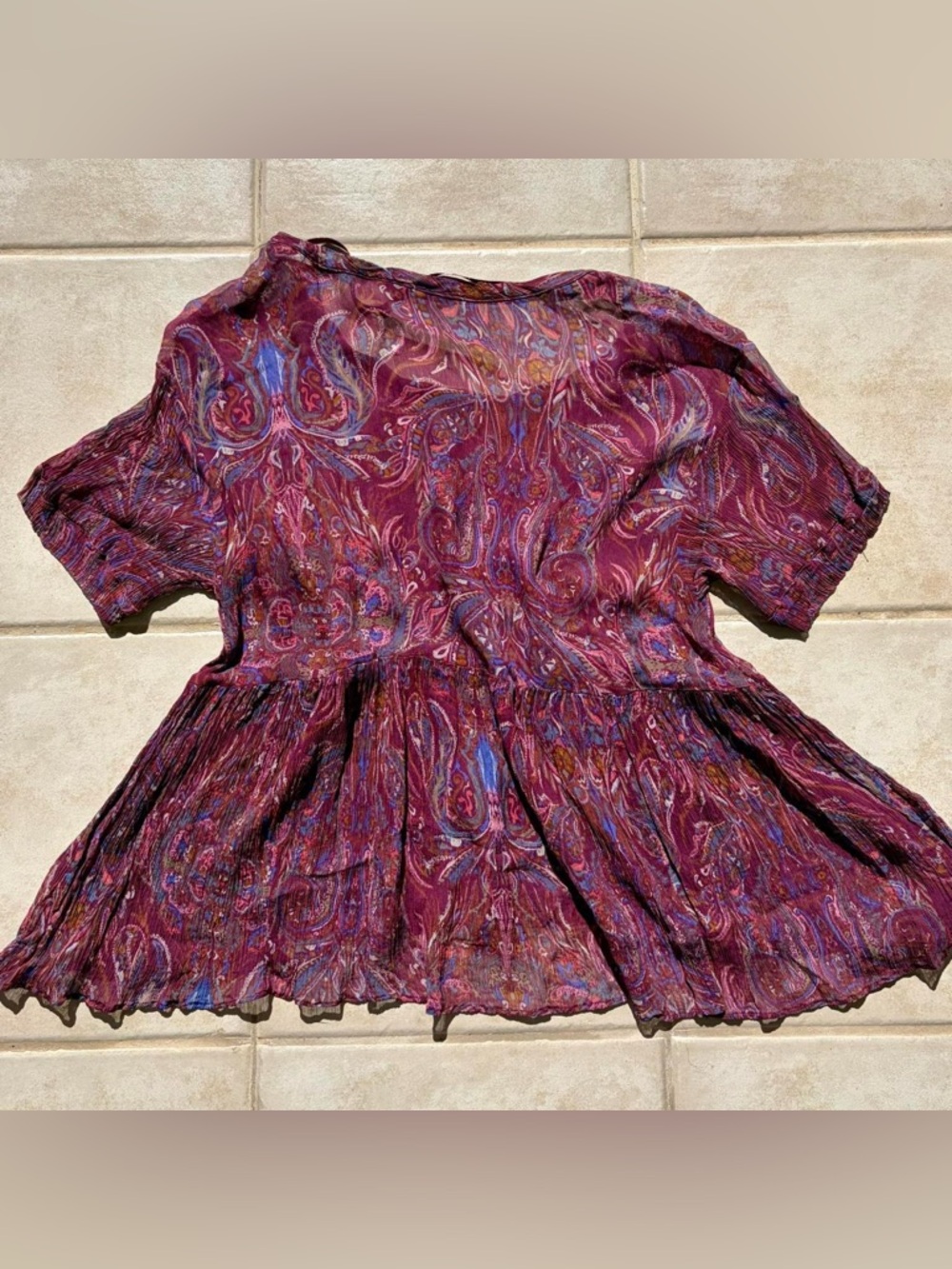 Free People “Say You Will” Sheer Paisley Top – Plum, Size Women’s Small 🌿 - Picture 4 of 5